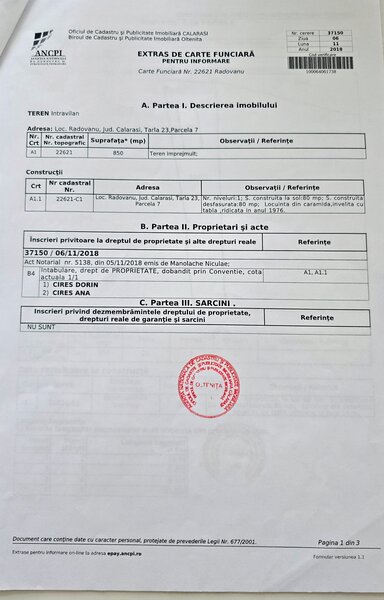 Calarasi, com. Radovanu.